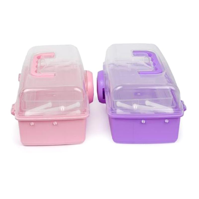 Hộp lưu trữ đa chức năng, 3 lớp, màu hồng và tím, hộp Cầm Tay hộp đựng phụ kiện kim cương, dụng cụ, người lớn và trẻ em có thể xử lý, người Sắp Xếp đồ gia dụng 0