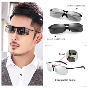 Kacamata UV 400  Lensa Photochromic Polarized Anti Silau Siang Dan Malam Sunglass Eyewear