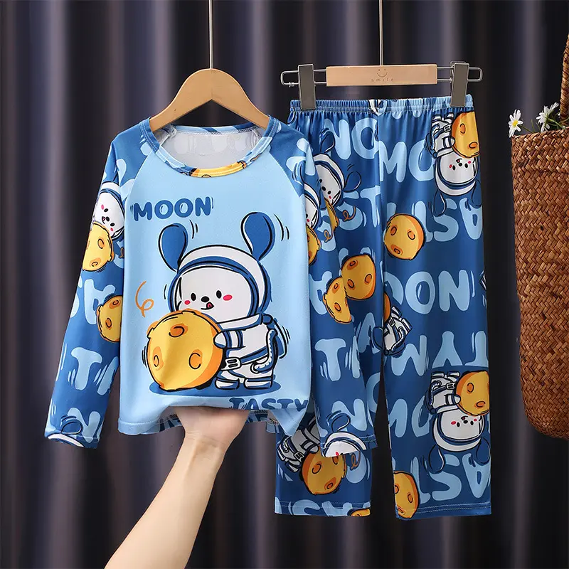 Bộ Đồ Ngủ Bé Trai, Hàng Mới Về, Thích Hợp Cho Mùa Xuân Và Mùa Thu, Vải Mỏng, Dài Tay, Quần Dài, Đồ Mặc Nhà Cho Bé Trai Và Bé Gái, Có Thể Mặc Ngoài Trời