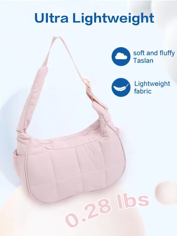 Five season home [Outdoorfun] Small Puffer Crescent Shoulder Bag Quilted Women Purse Nylon Waterproof Slim Cans for Gym Travel Gift 4