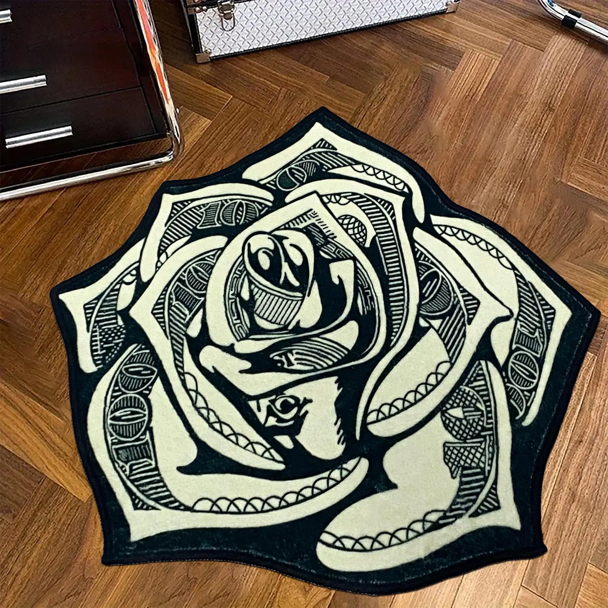 Rose Pattern Bedroom Rug, Modern Creative Soft Floor Mat, Non-slip Decorative Carpet for Home Living Room Bedroom, Christmas Gifts, Christmas Decorations