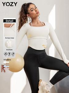 YOZY-GOOO Women's Solid Long Sleeve Sports Tee, Sporty Comfy Breathable T-shirt for Yoga Gym Workout, Ladies Sportswear for Spring & Fall