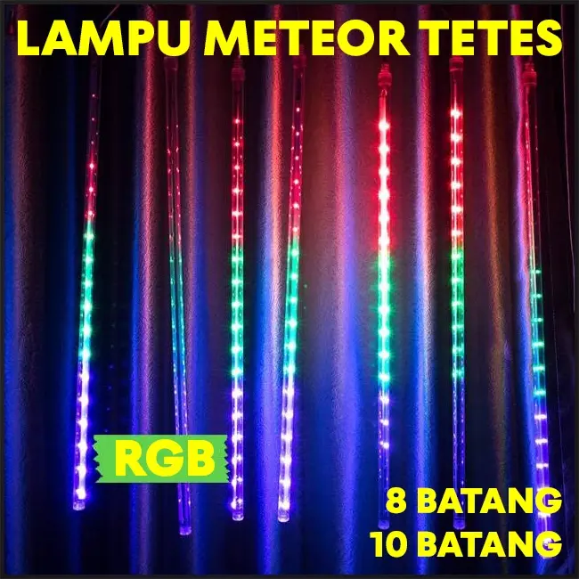 COD Lampu Meteor LED Hujan 50cm RGB 1 set 8 Batang 10 Batang lampu  taman  outdoor 7