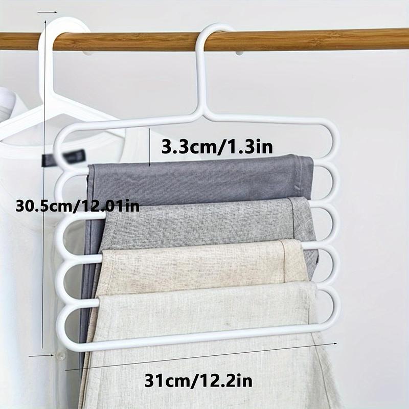 5 Layer Pants Hanger, 3 Counts Space Saving Non-slip Pants Rack, Multifunctional Clothes Hanger for Home Bedroom Closet, Organiser 1