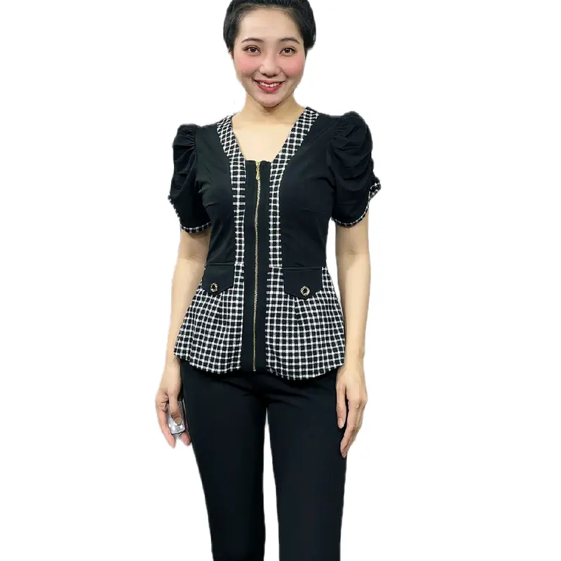 MS: 1072 Set Vest Phối Caro Kết Hợp Khóa Kéo  (Form Quần ống loe ) Lưng bản thun - Xưởng PA_chuyên thời trang  -Freesize nữ (dưới 62kg_eo dưới 80cm)  - Có 5 màu - Chất Thun Mỹ - Phù hợp đi tiệc, dạo phố, xem phim, coffee,.... 4