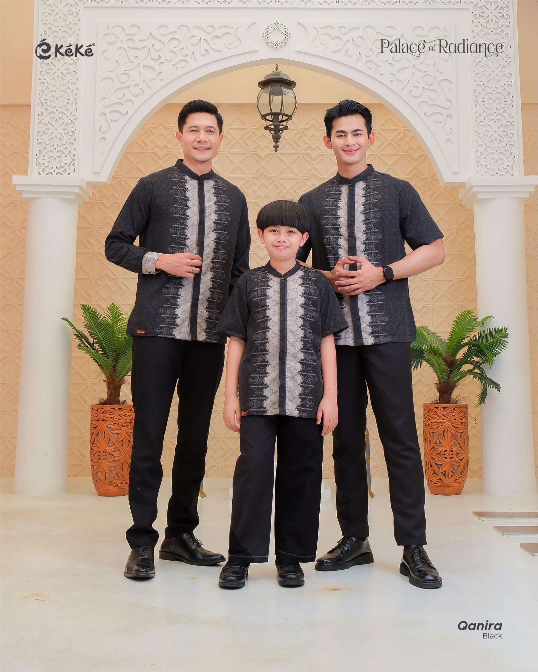 Qanira Series Black Sarimbit Keluarga Lebaran 2026 Gamis Koko Couple Set Satuan by Keke Busana