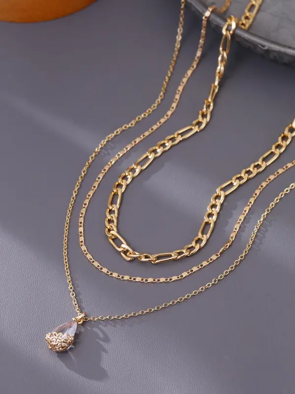 Women's Elegant Water Drop Pendant Necklace & Chain Necklace, Exquisite Trendy Chain Necklace, Chic Jewelry As Gift for Girlfriend 2