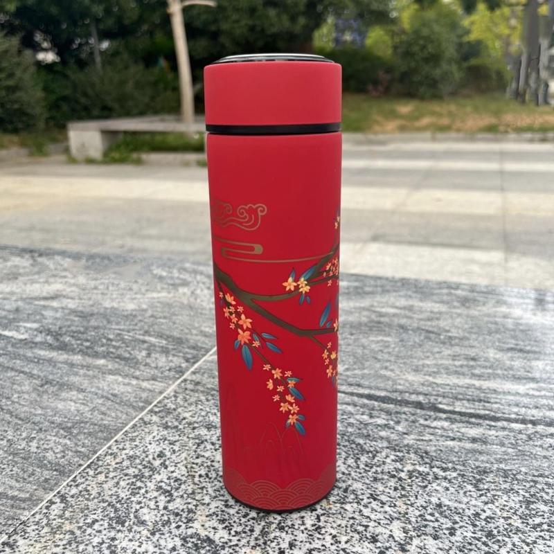 Chinese Style Vacuum Flask, 500ML Stainless Steel Water Bottle, Tea Separation Water Cup for Home Office, Drinking Cup for Men and Women 6