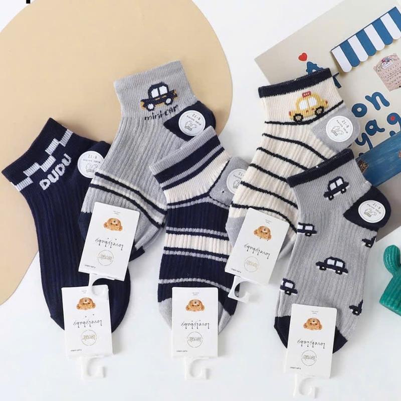 Bộ 5 hoặc 10 Tất Cổ Ngắn Cho Bé Trai 1-12 tuổi, Tất Bé Cực Đẹp (giao hình ngẫu nhiên) 5
