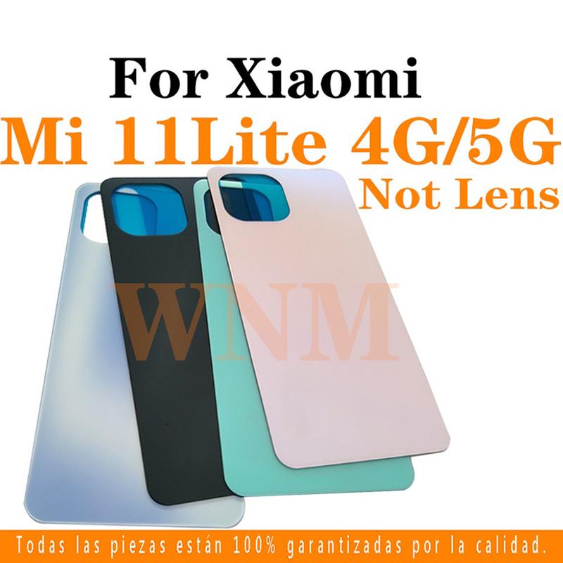 Vỏ nắp pin mặt sau, cho Xiaomi Mi 11 Lite 4G / 5G, nắp pin kính, vỏ cửa sau, bộ phận thay thế, với các công cụ ống kính khung 2
