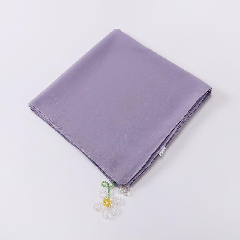 Product Introduction of Crystal flower pearl scarf | 90cm chiffon square | Hui sweet headscarf | Malaysian Internet red with | light luxury everything selendang  bahu sulam  shawl sahara  shawl selendang 13