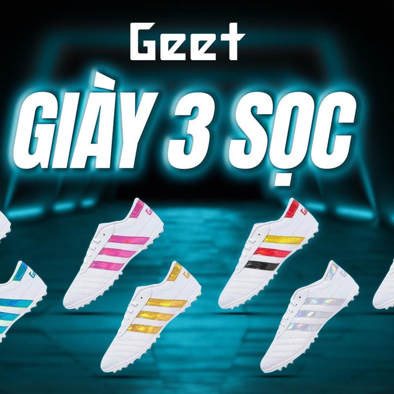 Giày đá bóng 3 Sọc Geet Chính Hãng Size 36 ĐẾN 44 (tặng kèm Tất, Túi Rút)