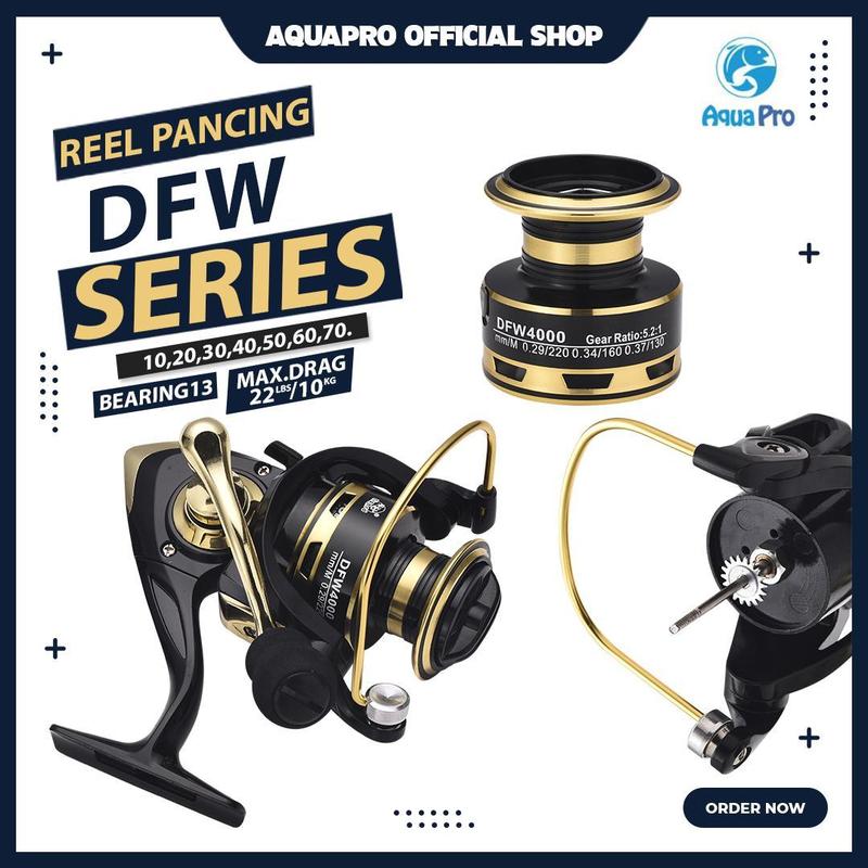 Product Introduction of AquaPro - Reel Pancing DFW1000 - 7000 10KG Max Drag 5.2:1 Alat Gulungan Metal Reel Pancing Ikan Fishing Reel Pancing Laut 16