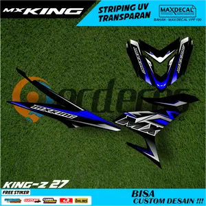 Striping Transparan mx king 150 Sticker Transparan UV Premium Maxdecal New Motif Costum Terbaru Warna Merah Biru Anti Pudar Kode King-z 27