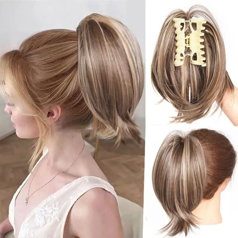 Scrunchie Tóc Đuôi Ngựa Thẳng Lộn Xộn, Phụ Kiện Tóc, Kẹp Tóc Càng Cua Updo, Búi Tóc, Bồng Bềnh Và Tự Nhiên, Mảnh Tóc Giả, Dành Cho Nữ 0
