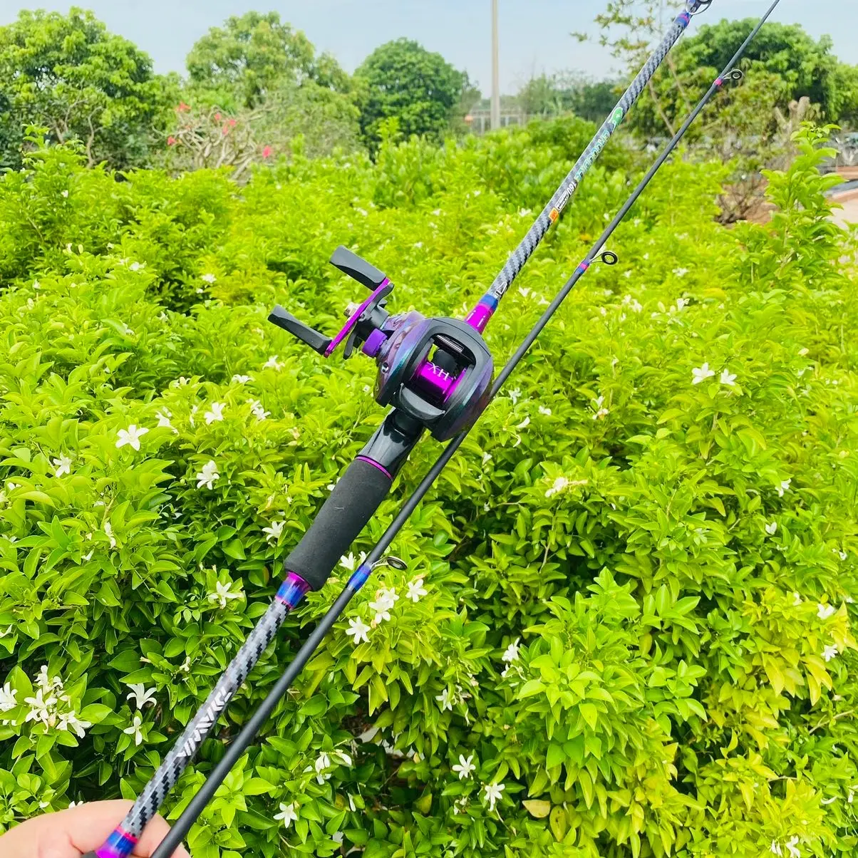 Combo cần lure ngang cần crodile kèm máy ngang XH mạ ttan và phụ kiện Fishing Đi Câu Câu Lure Câu Cá may Carbon Mồi