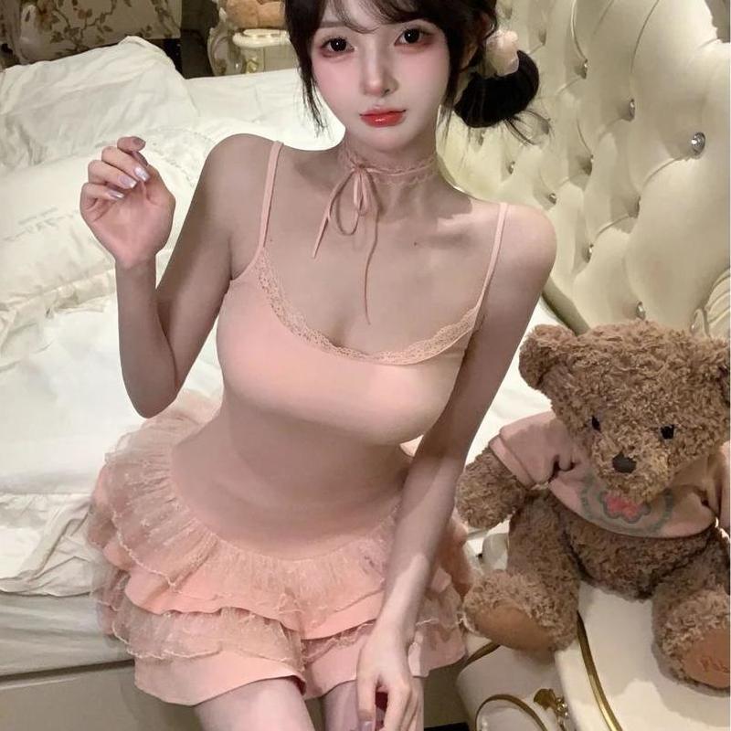 Bộ Váy Cardigan Dây Phong Cách Nữ Tính, Thanh Lịch, Dễ Thương Và Gợi Cảm, Thiết Kế Ren, Bộ Hai Mảnh, Hàng Mới Về, Ngọt Ngào 2