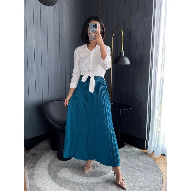 Rok Plisket Mayung / Rok Plisket / Plisket Premium / Pleated Skirt / rok kerja Wanita Panjang Casual Hitam Pendek Serut 2