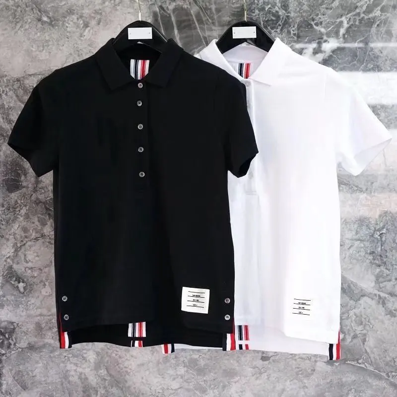 Áo Polo, Tay Lửng, Phong Cách Mỹ, Dệt Kim, Thiết Kế Sọc Bốn Thanh, Ve Áo, Thường Ngày Và Hợp Xu hướng, Thích Hợp Cho Giới Trẻ, Thời Trang Mùa Hè, Hợp Xu hướng Nam Menswear áo  polo màu kem cổ xanh