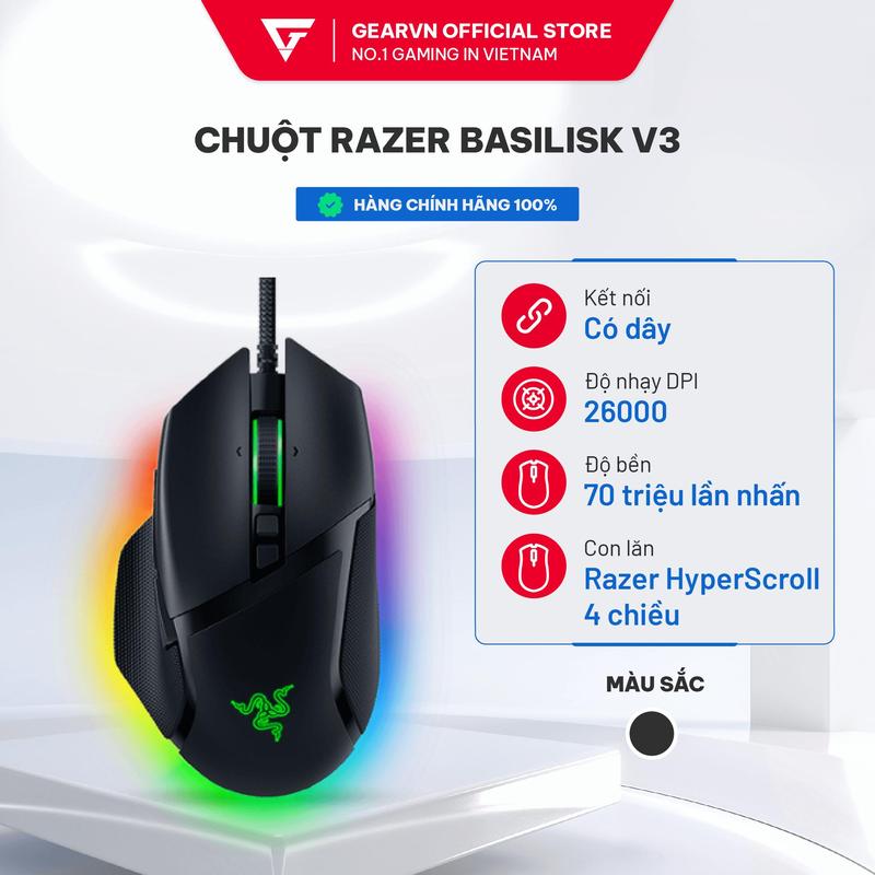 Chuột Gaming có dây Razer Basilisk V3 (RGB/ App Razer Synapse/ 2600DPI)