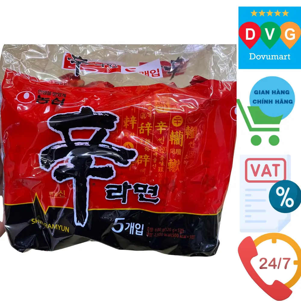 Bịch 5 Gói Mì Shin Nongshim Hàn Quốc ( 5 Gói x 120G)