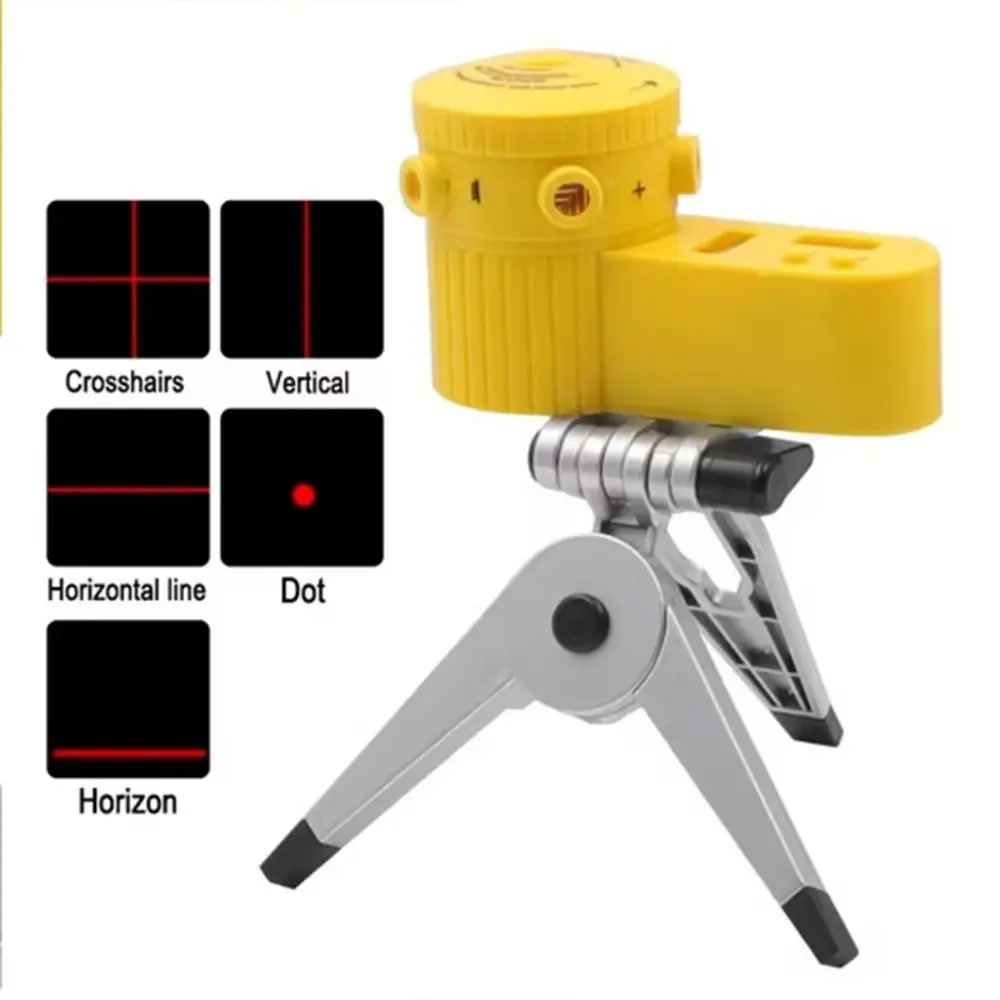 Durable 4 in 1 Laser Level Meter Vertical Horizontal with Rotate Tripod Measuring Laser Ruler High Precision LED Indicator Laser Level Measuring Tool Wall Level Tool