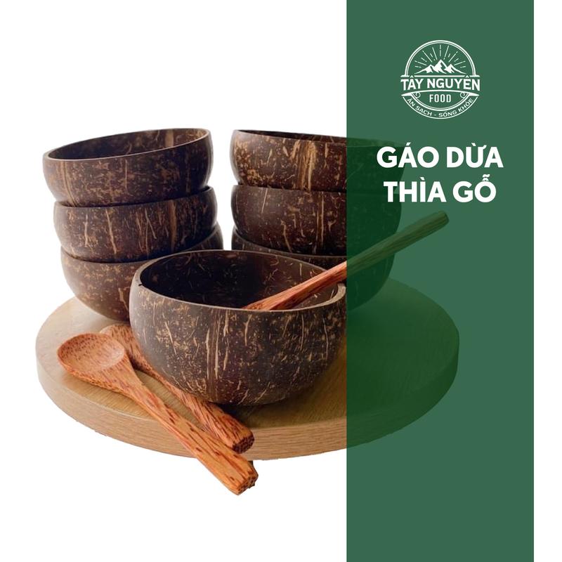 Bộ Chén gáo dừa và muỗng gỗ Tây Nguyên Food - Việt Nam