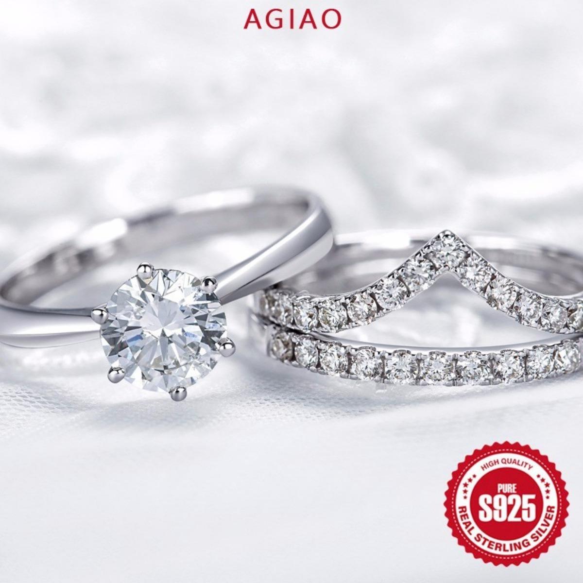 AGIAO Cincin Berlian Berbentuk V Dapat Ditumpuk Dengan Ring Ekor Sederhana Untuk Wanita AGIAO Cincin Berlian Berbentuk V Dapat Ditumpuk Dengan Ring Ekor Sederhana Untuk Wanita