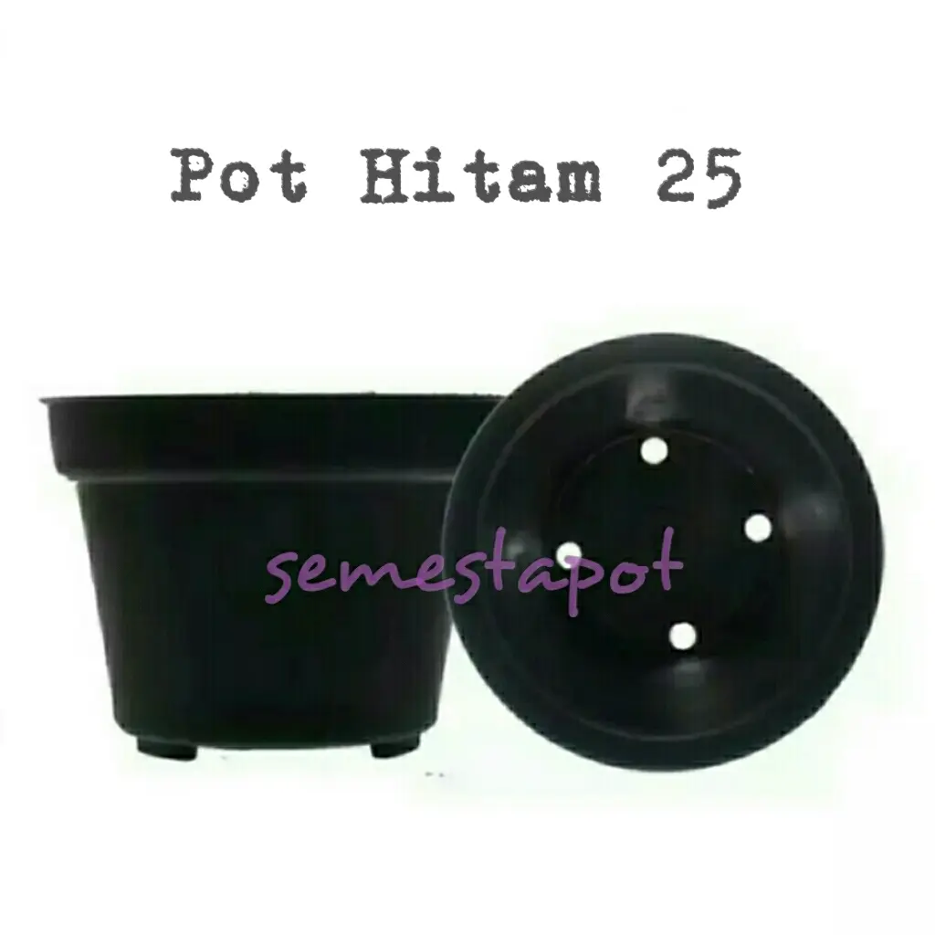 Pot Hitam Bunga Tanaman Ukuran 25 cm