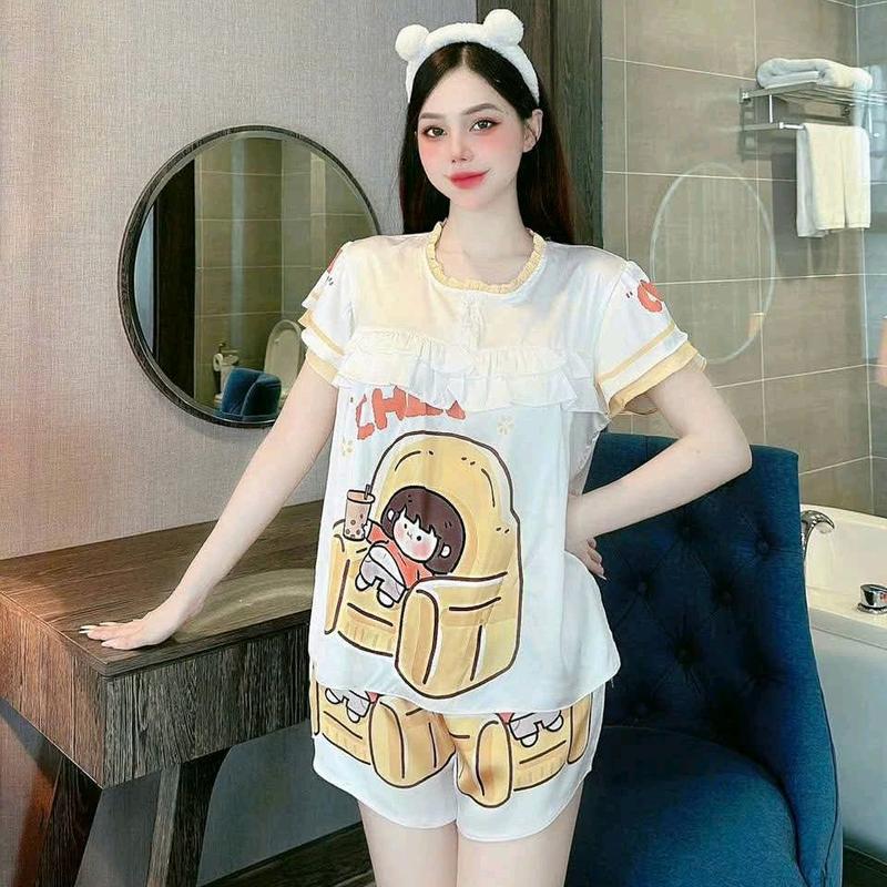Đồ bộ đùi hoạ tiết hoạt hình tay 2 tầng dễ thương cho nữ 7