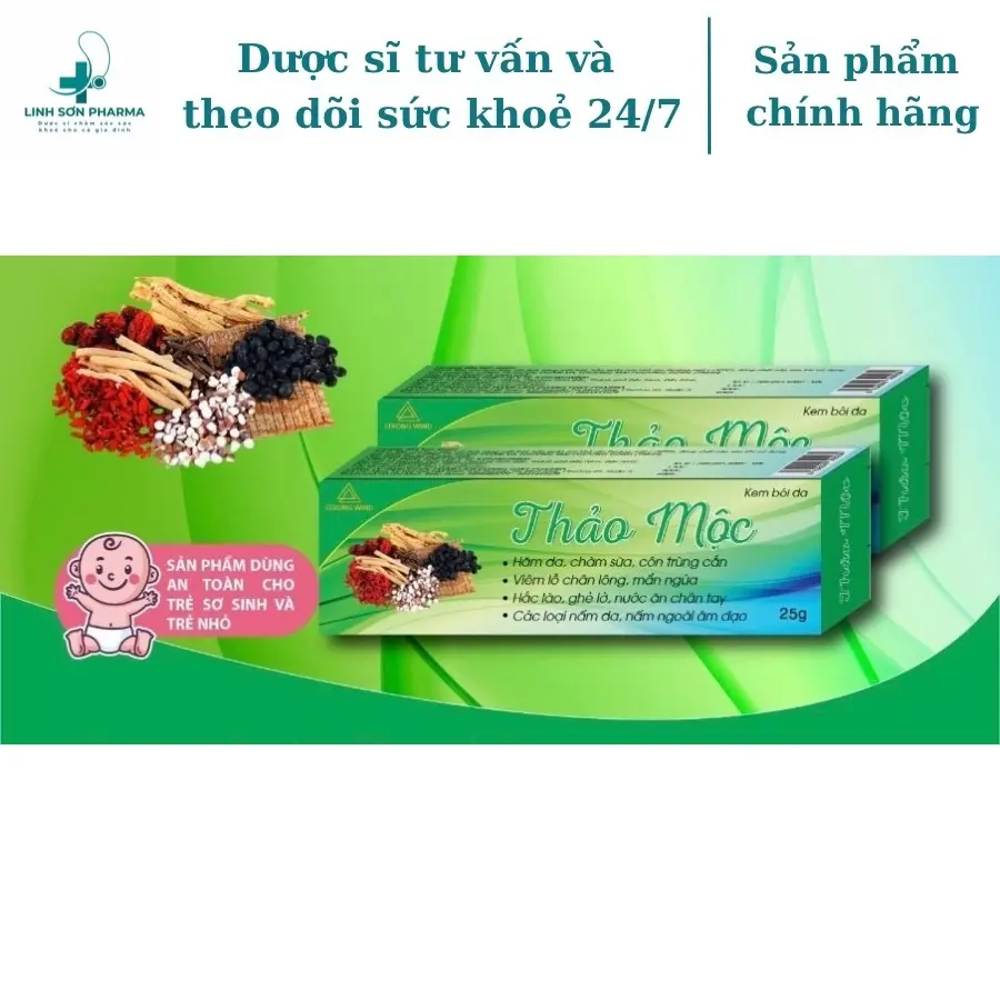 Kem bôi ngứa THẢO MỘC - 25G - Kem bôi muỗi, côn trùng,giảm nấm ngứa cực hiệu quả