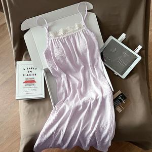 Set Baju Tidur Kapas Awan, Gaya Musim Panas, dengan Bra Terbina Dalam dan Kemasan Renda, Estetik Pure Flirty, Gaun Tidur Tali Spageti Boleh Laras, Untuk Wanita, Sesuai untuk Pakaian Rumah / Pakaian Ruang Tidur dan Pakaian Tidur Percutian