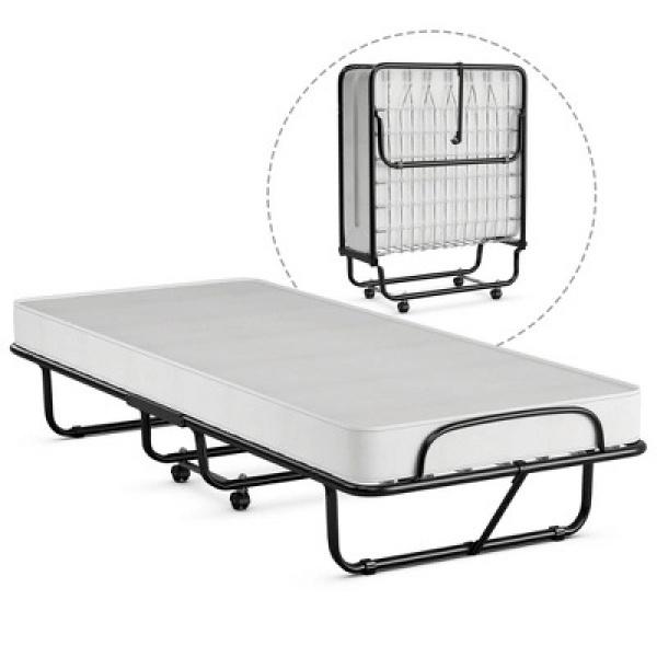 TikTok Shop Rollaway Folding Metal Bed Memory Foam Mattress Cot Guest Made in Italy