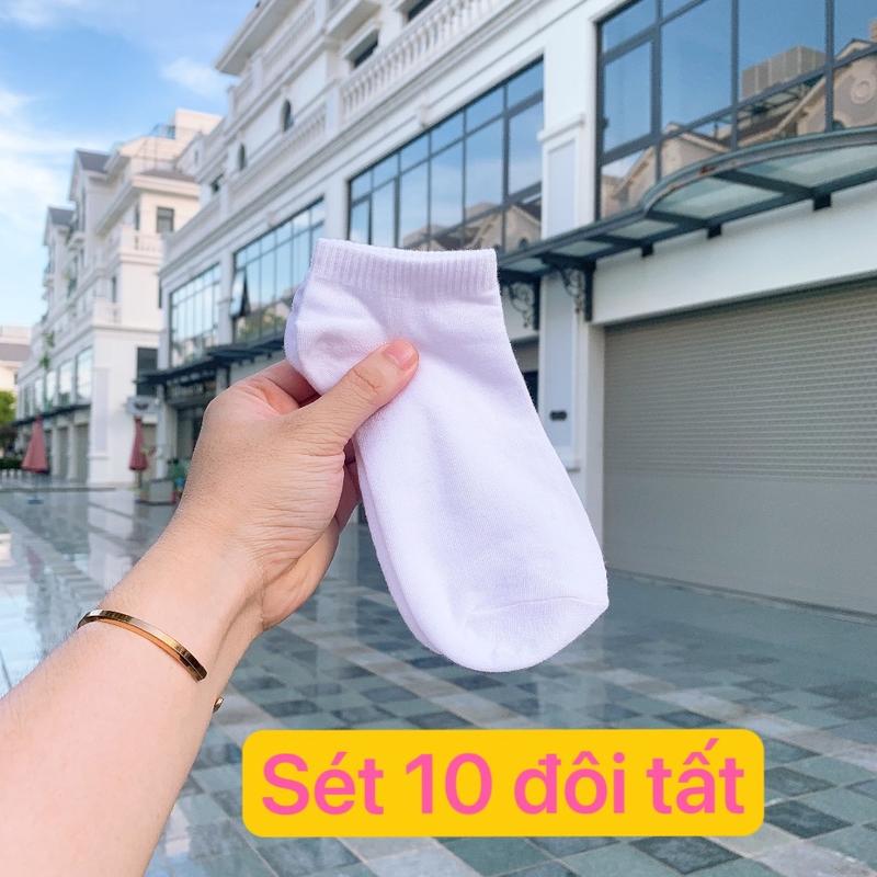 Sét 10 đôi Tất Vớ Nam Nữ  Cotton Trơn Cổ Ngắn Thấm Hút Mồ Hôi Cao Cấp phong cách hàn quốc