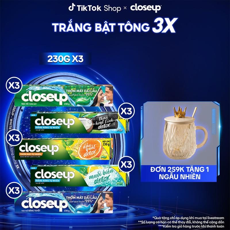 Combo 3 Kem Đánh Răng Closeup Giúp Làm Trắng Răng Tự Nhiên Sau 2 Tuần 230G/Tuýp [2]