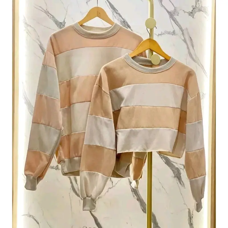 Couple Pocky Combi Oversize Korean Style Sweater Couple Atasan Crop Terbaru Fleece Kombinasi 3