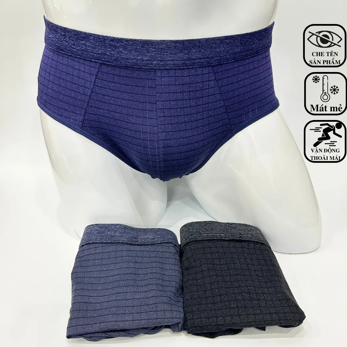 Quần sịp tam giác kẻ ô chất thun lạnh cao cấp, kháng khuẩn [305]