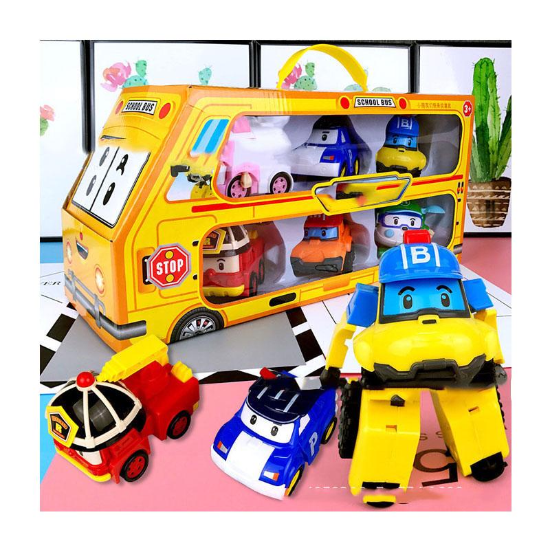 Bộ 6 xe ô tô đồ chơi mô hình Biệt đội Poli biến hình đồ chơi cho bé