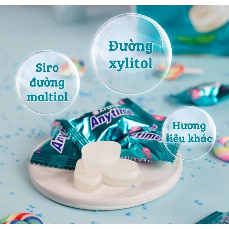 1 viên kẹo không đường xylitol bạc hà Lotte Anytime 60gr( Sugar free), đồ ăn vặt ăn kiêng ngon rẻ. 2