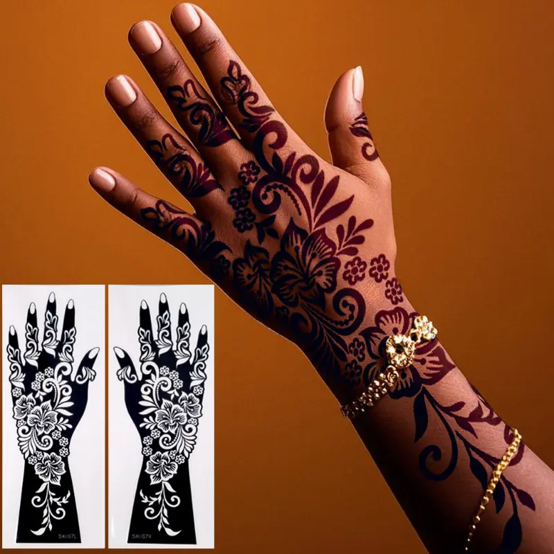 Good Quality Mehndi Designs Stencil Stickers For Hand & Arm, Hollow Stickers, Southeast Asian Carved Templates