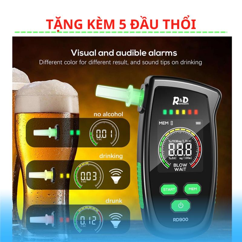 Máy thổi nồng độ cồn,Máy đo nồng độ cồn RD bia rượu trong hơi thở đạt chuẩn 99% ROHS an toàn cho lái xe 5