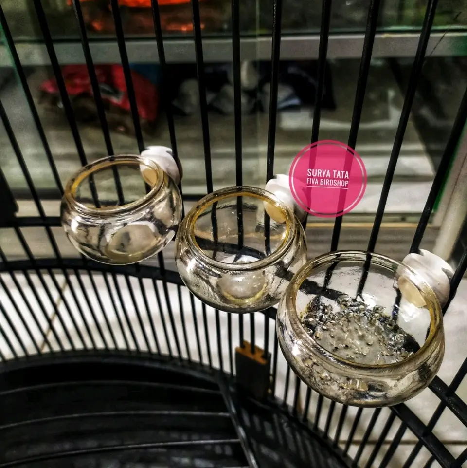 Cepuk Ebod Jaya Fiber cepuk tempat pakan & minum 1set isi 3 pcs untuk sangkar semua jenis burung