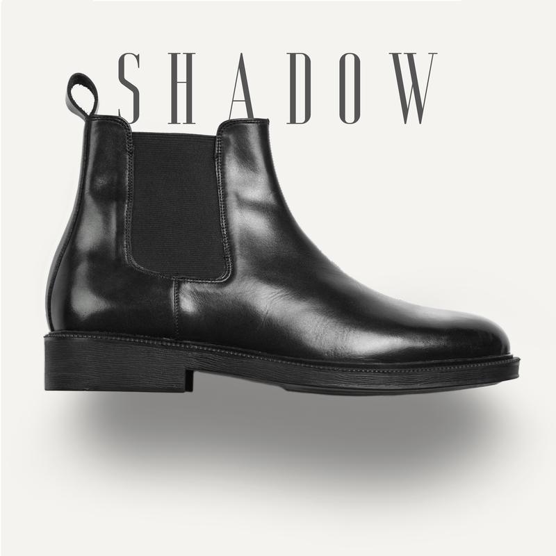 Giày chelsea boots nam màu đen bóng da bò Patent SHADOW, giày boot nam văn phòng lịch lãm đế cao Su