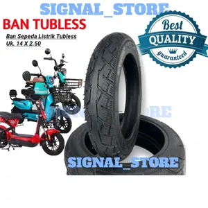 Ban Luar Tubless Sepeda Listrik Uk. 14x2.50 Hitam Kuat Ban Sepeda Listrik Outdoor