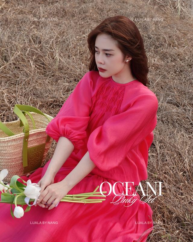 Set váy áo OCEANI - Luala by Nang (áo tay lỡ form rộng xếp ly trước ngực, váy dáng dài có khóa kéo, style tiểu thư)