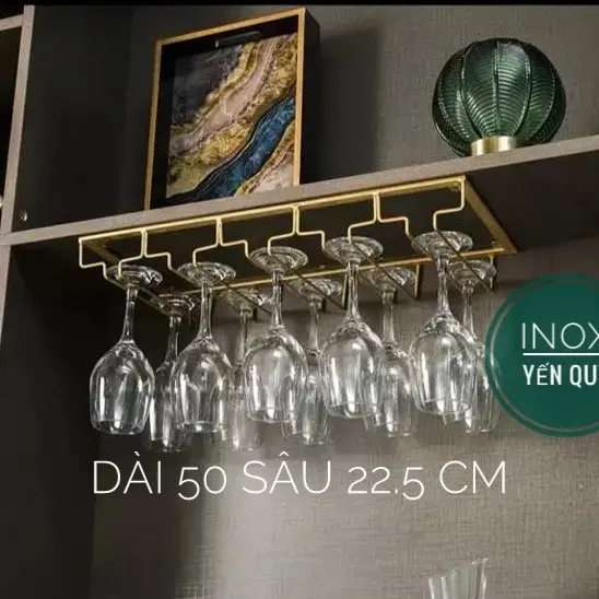 30/40/50/60/70/80cm Giá Treo Ly Rượu Vang Gắn Tủ Bếp Tiện Lợi màu đen và màu vàng 2