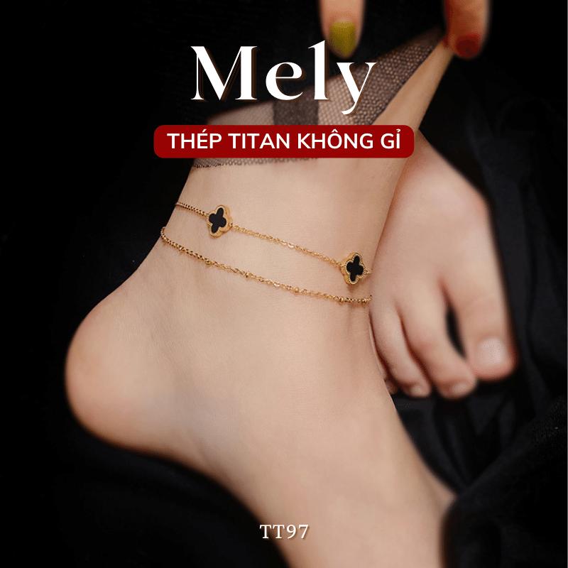[KHÔNG ĐEN GỈ] Lắc chân Titan cỏ 4 lá dạng 2 dây cá tính thời trang phụ kiện cho nữ - Mely TT97