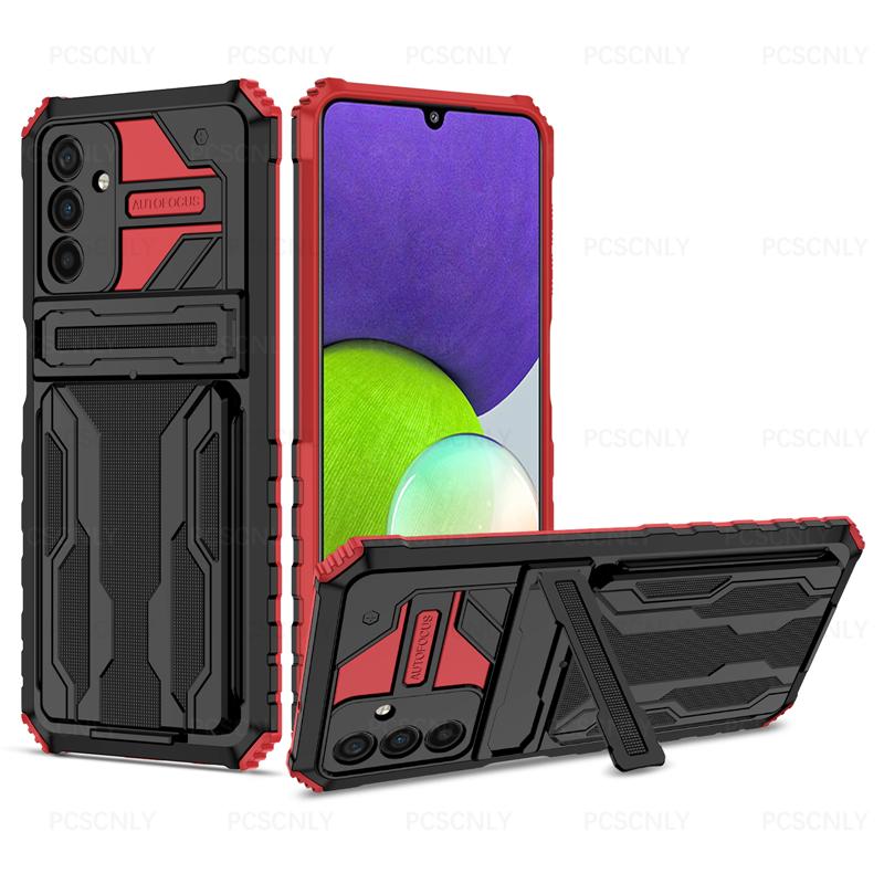 Product Introduction of Card Holder Phone Case For Samsung A35 A55 5G Casing Shockproof Armor Stand Hard Back Cover Multifunctional Galaxy 13