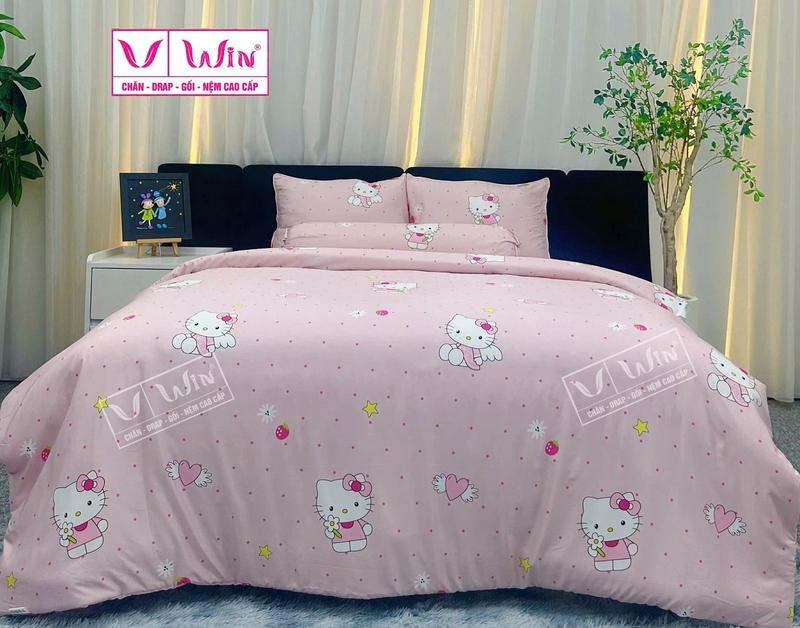   RẺ NHẤT  Chính hãng THẮNG LỢI - Bộ Drap ga gối 5 món  CÓ CHĂN  TENCEL Super Win cho trẻ em  Bé Trai Gái  Hoạt hình Hello Kitty DC06 bộ  ga  giường  hello  kitty bộ  giường  ngủ 