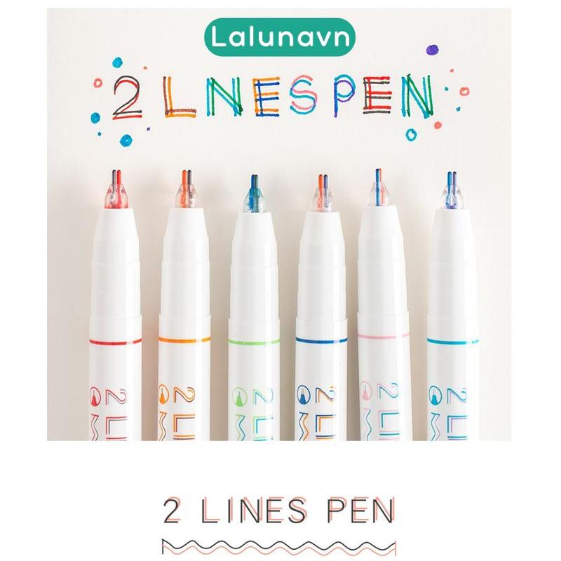  Bút mực hai ngòi double line 0.5mm trang trí sổ tay nhiều màu sắc bullet journal cho học sinh Lalunavn - A31 
